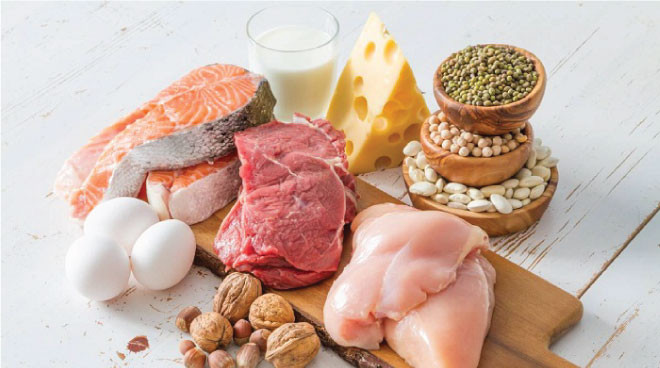 Thực phẩm giàu Protein như thịt, cá, trứng, hạt giúp người mới ốm dậy phục hồi sức khỏe nhanh hơn