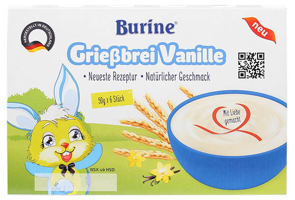 Cháo sữa Burine có thành phần tự nhiên, không chất bảo quản