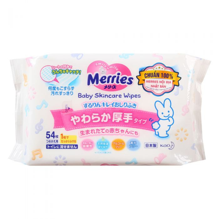 Khăn ướt dưỡng ẩm Merries chăm sóc da trẻ em