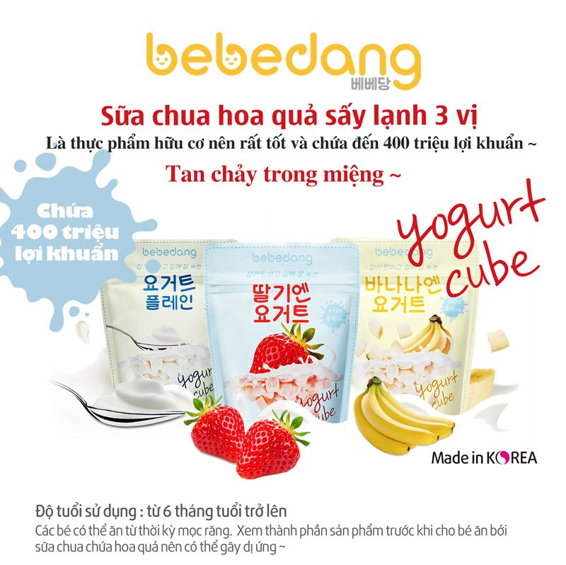 Bé ăn ngon, mẹ an tâm cùng sữa chua hoa quả sấy lạnh Bebedang