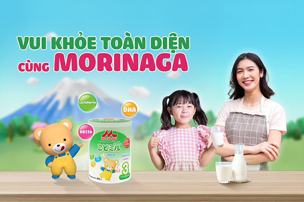 Sữa mát Nhật Bản Morinaga cùng con hoàn thiện tiêu hóa, đề kháng